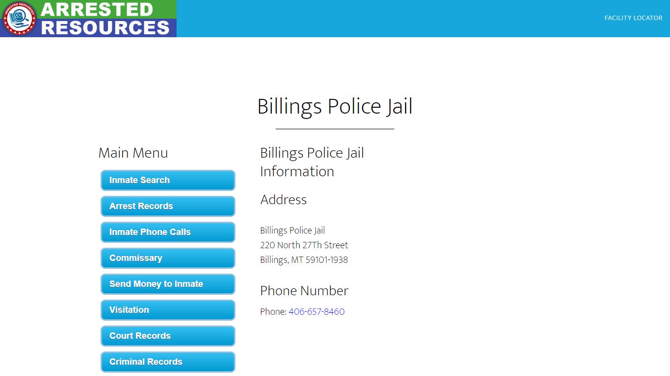 Billings Police Jail - Inmate Search - Billings, MT